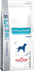 Royal Canin hypoallergenic moderate energy собаки
