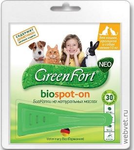 БиоКапли GreenFort Neo для кошек, кроликов